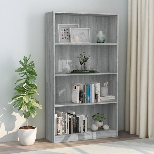 Bücherregal 4 Fächer Grau Sonoma 80x24x142 cm Holzwerkstoff - Pazzar.ch