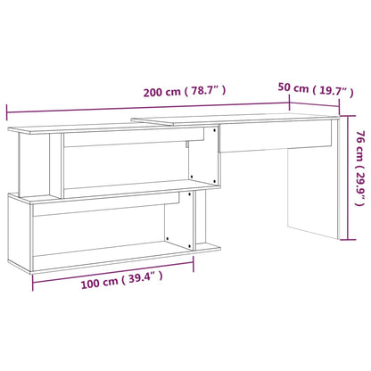 Eckschreibtisch Braun Eichen-Optik 200x50x76 cm Holzwerkstoff - Pazzar.ch