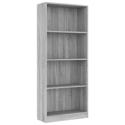 Bücherregal 4 Fächer Grau Sonoma 60x24x142 cm Holzwerkstoff - Pazzar.ch
