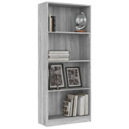 Bücherregal 4 Fächer Grau Sonoma 60x24x142 cm Holzwerkstoff - Pazzar.ch