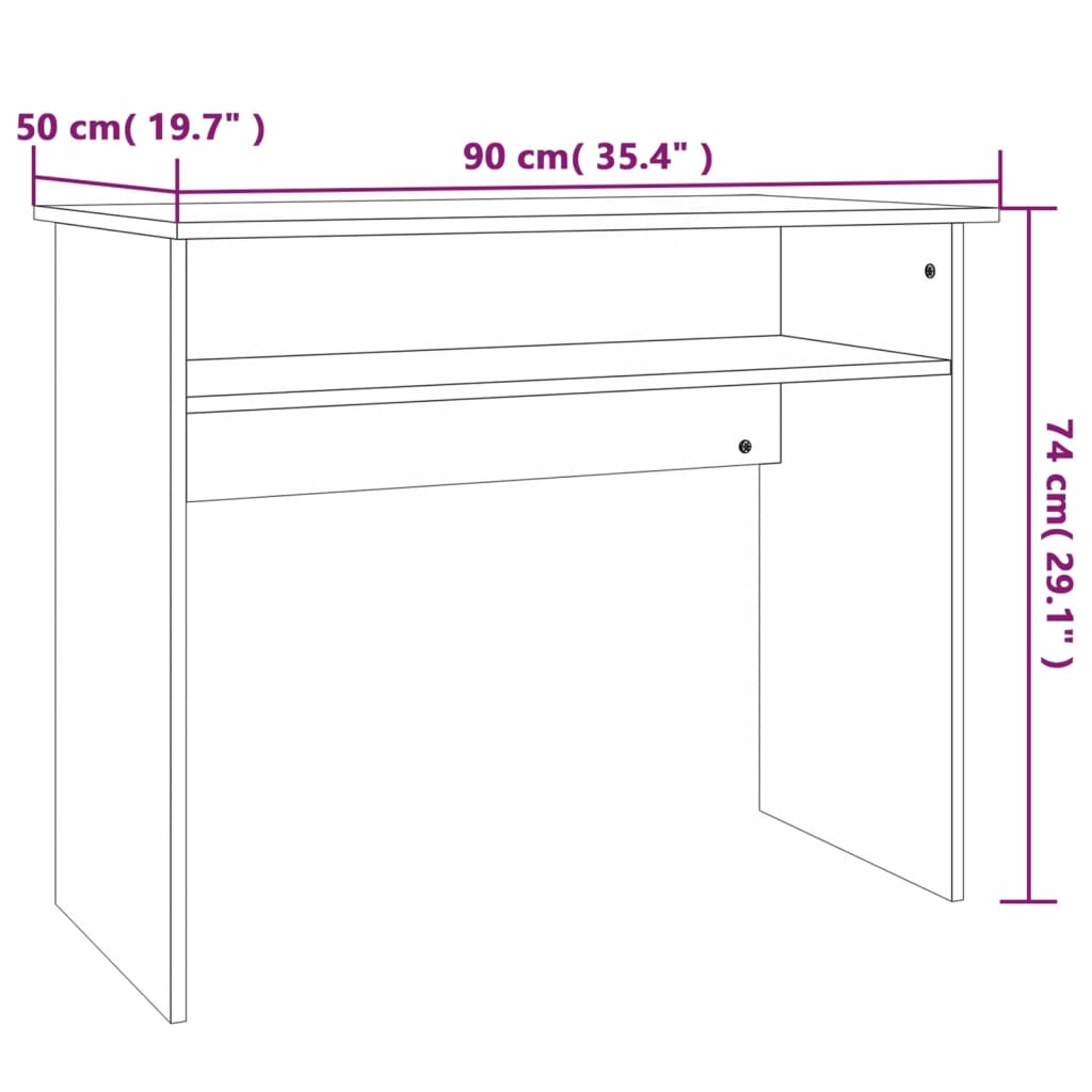 Schreibtisch Räuchereiche 90x50x74 cm Holzwerkstoff - Pazzar.ch