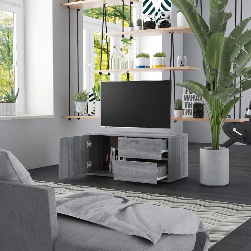 TV-Schrank Grau Sonoma 80x34x36 cm Holzwerkstoff - Pazzar.ch