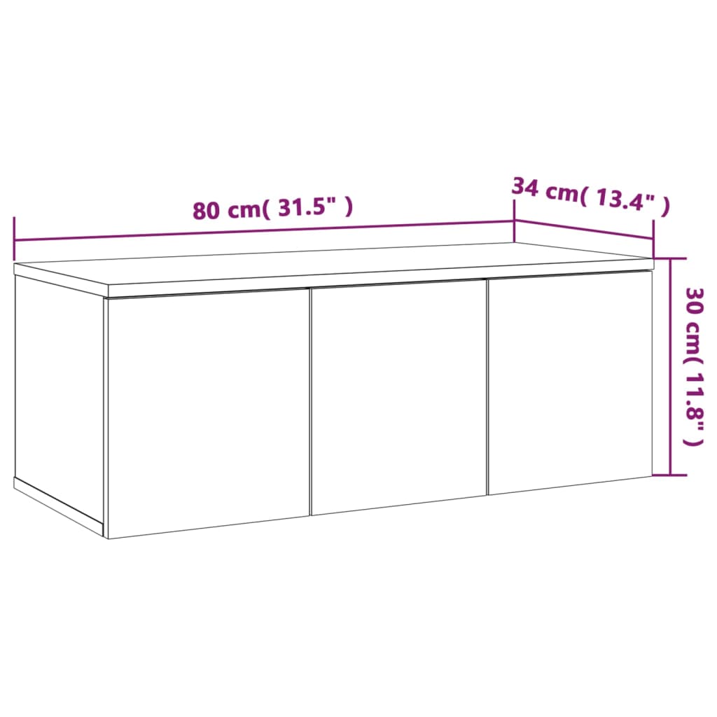 TV-Schrank Räuchereiche 80x34x30 cm Holzwerkstoff - Pazzar.ch