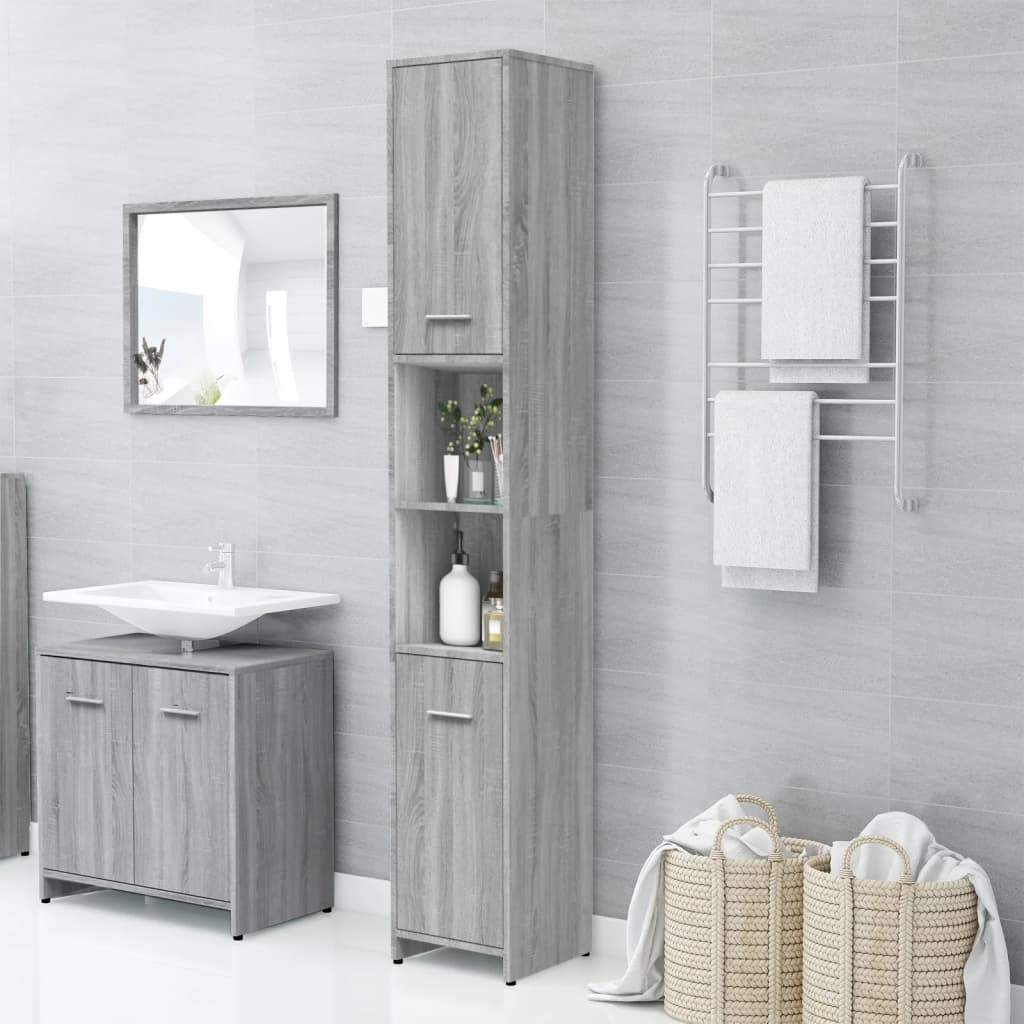 Badezimmerschrank Grau Sonoma 30x30x183,5 cm Holzwerkstoff - Pazzar.ch