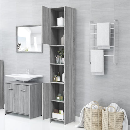 Badezimmerschrank Grau Sonoma 30x30x183,5 cm Holzwerkstoff - Pazzar.ch