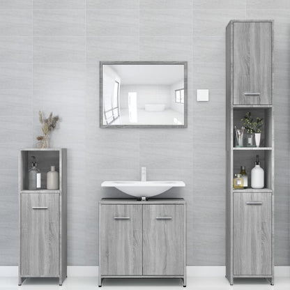 Badezimmerschrank Grau Sonoma 30x30x183,5 cm Holzwerkstoff - Pazzar.ch