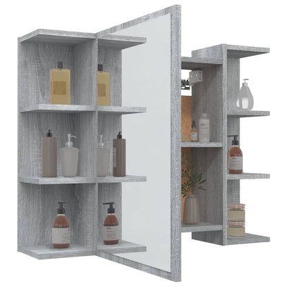 Bad-Spiegelschrank Grau Sonoma 80x20,5x64 cm Holzwerkstoff - Pazzar.ch