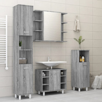 Bad-Spiegelschrank Grau Sonoma 80x20,5x64 cm Holzwerkstoff - Pazzar.ch