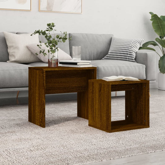 Satztische 2 Stk. Braun Eichen-Optik Holzwerkstoff - Pazzar.ch