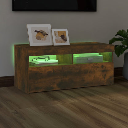TV-Schrank mit LED-Leuchten Räuchereiche 90x35x40 cm - Pazzar.ch