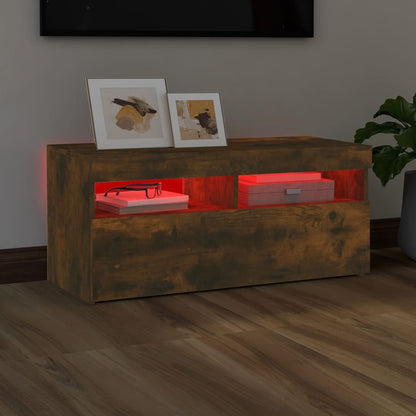 TV-Schrank mit LED-Leuchten Räuchereiche 90x35x40 cm - Pazzar.ch