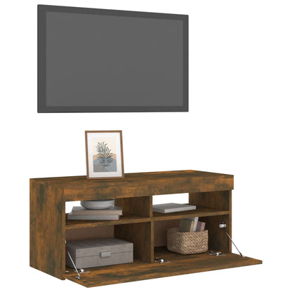 TV-Schrank mit LED-Leuchten Räuchereiche 90x35x40 cm - Pazzar.ch