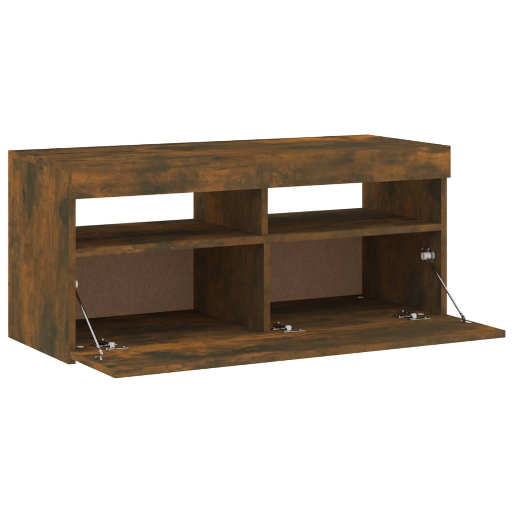 TV-Schrank mit LED-Leuchten Räuchereiche 90x35x40 cm - Pazzar.ch