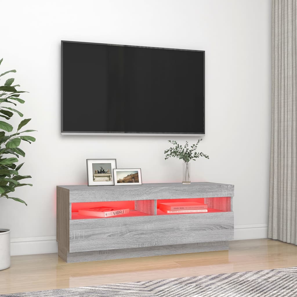 TV-Schrank mit LED-Leuchten Grau Sonoma 100x35x40 cm - Pazzar.ch