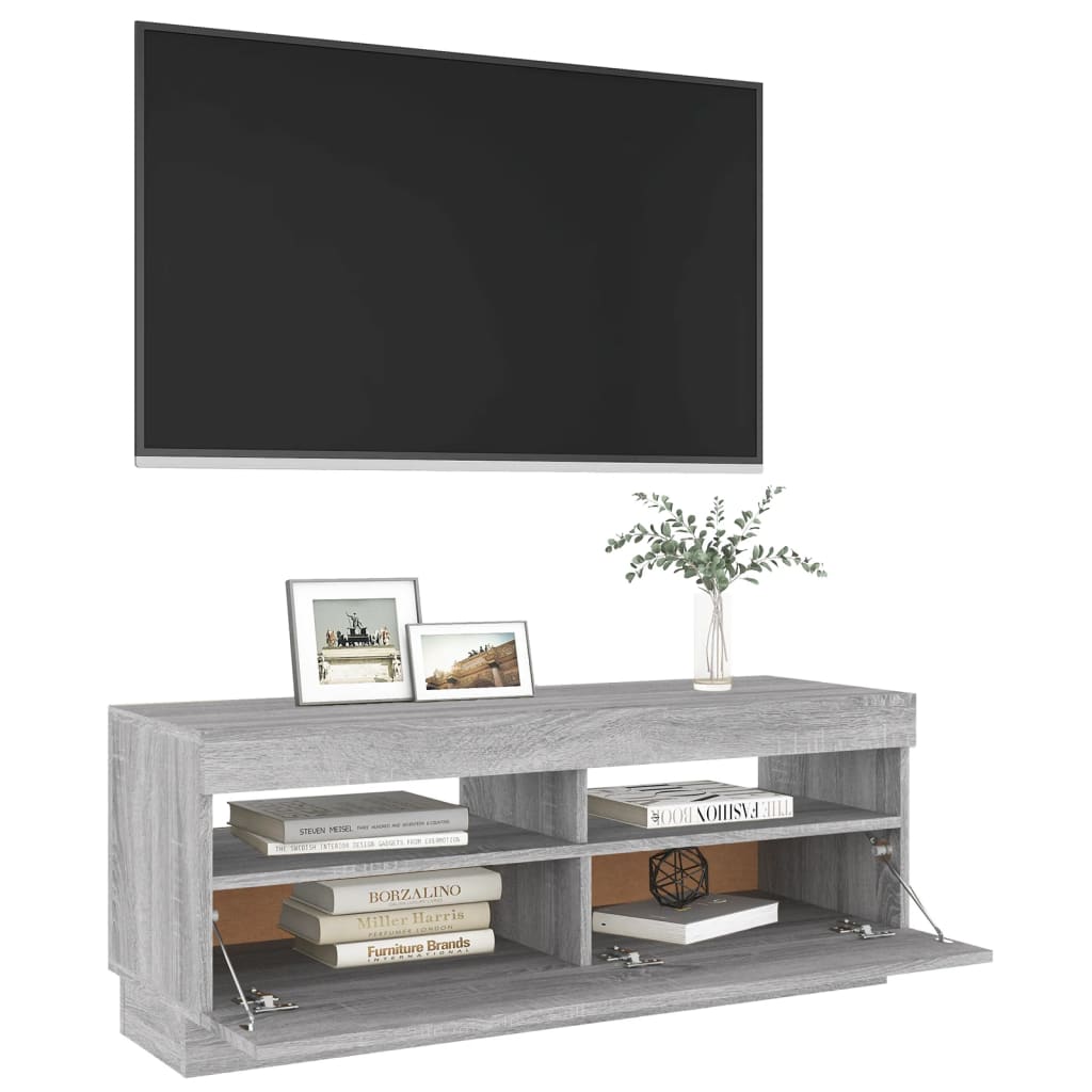TV-Schrank mit LED-Leuchten Grau Sonoma 100x35x40 cm - Pazzar.ch