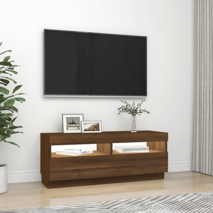 TV-Schrank mit LED-Leuchten Braun Eichen-Optik 100x35x40 cm - Pazzar.ch