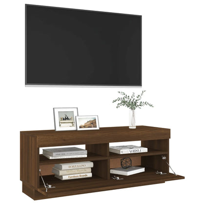 TV-Schrank mit LED-Leuchten Braun Eichen-Optik 100x35x40 cm - Pazzar.ch