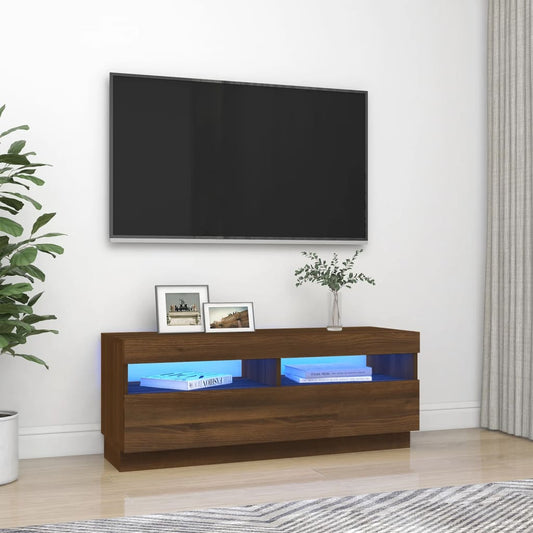 TV-Schrank mit LED-Leuchten Braun Eichen-Optik 100x35x40 cm - Pazzar.ch