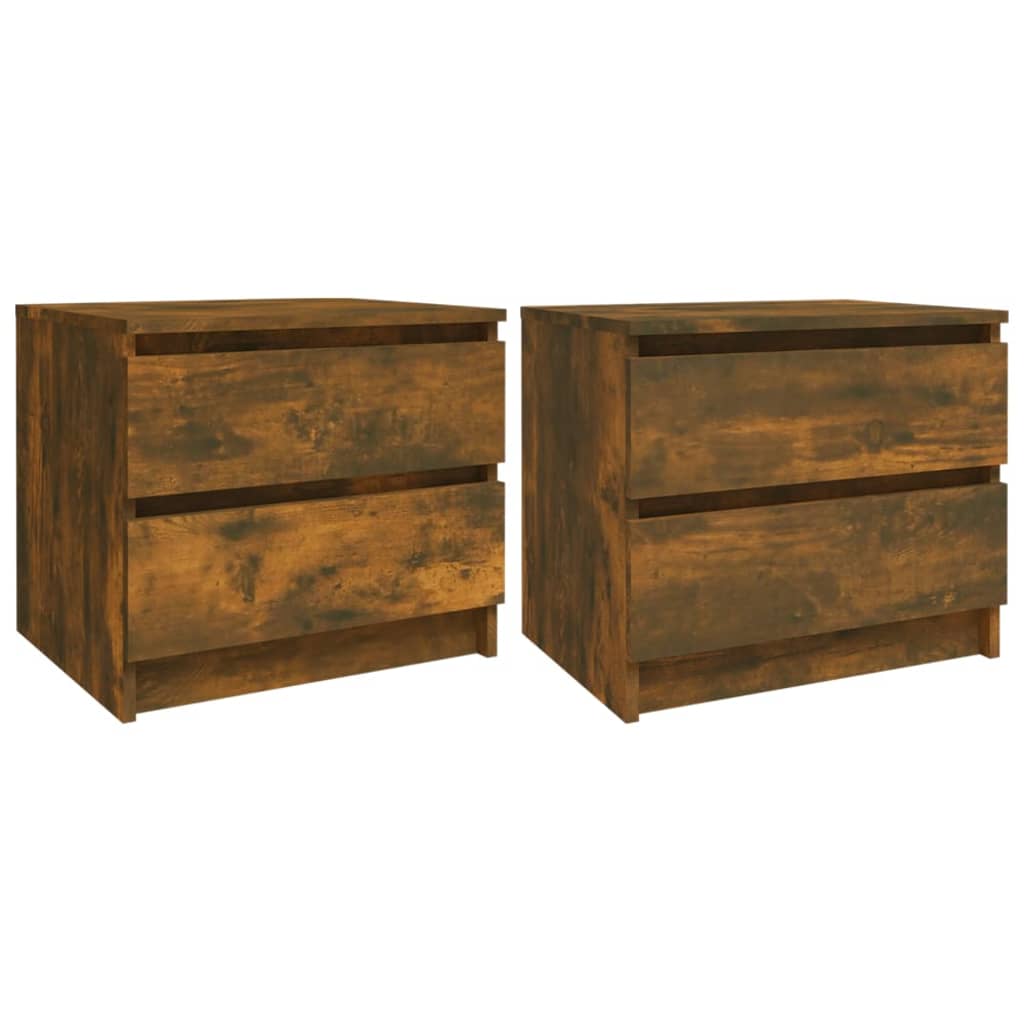 Nachttische 2 Stk. Räuchereiche 50x39x43,5 cm Holzwerkstoff - Pazzar.ch