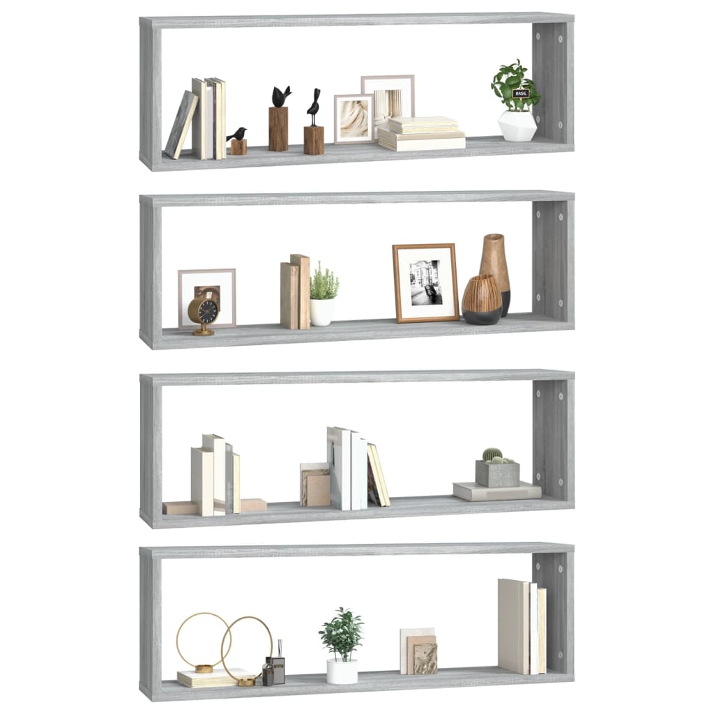 Wandregale 4 Stk. Grau Sonoma 80x15x26,5 cm Holzwerkstoff - Pazzar.ch