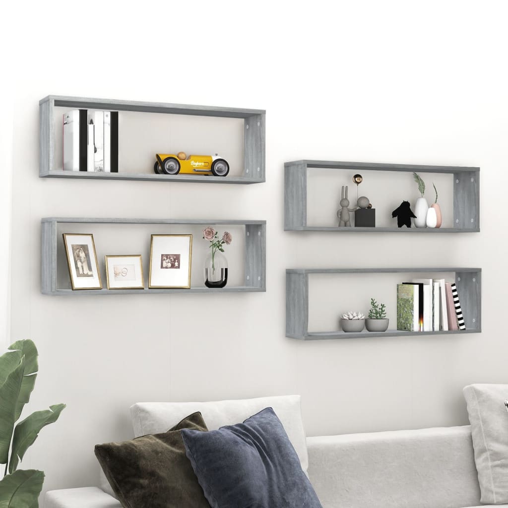 Wandregale 4 Stk. Grau Sonoma 80x15x26,5 cm Holzwerkstoff - Pazzar.ch