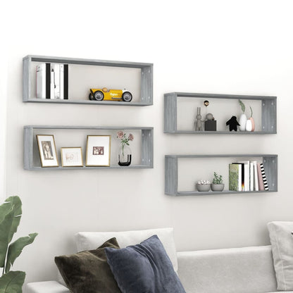 Wandregale 4 Stk. Grau Sonoma 80x15x26,5 cm Holzwerkstoff - Pazzar.ch