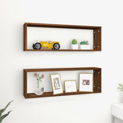 Wandregale 2 Stk. Braun Eichen-Optik 80x15x26,5cm Holzwerkstoff - Pazzar.ch