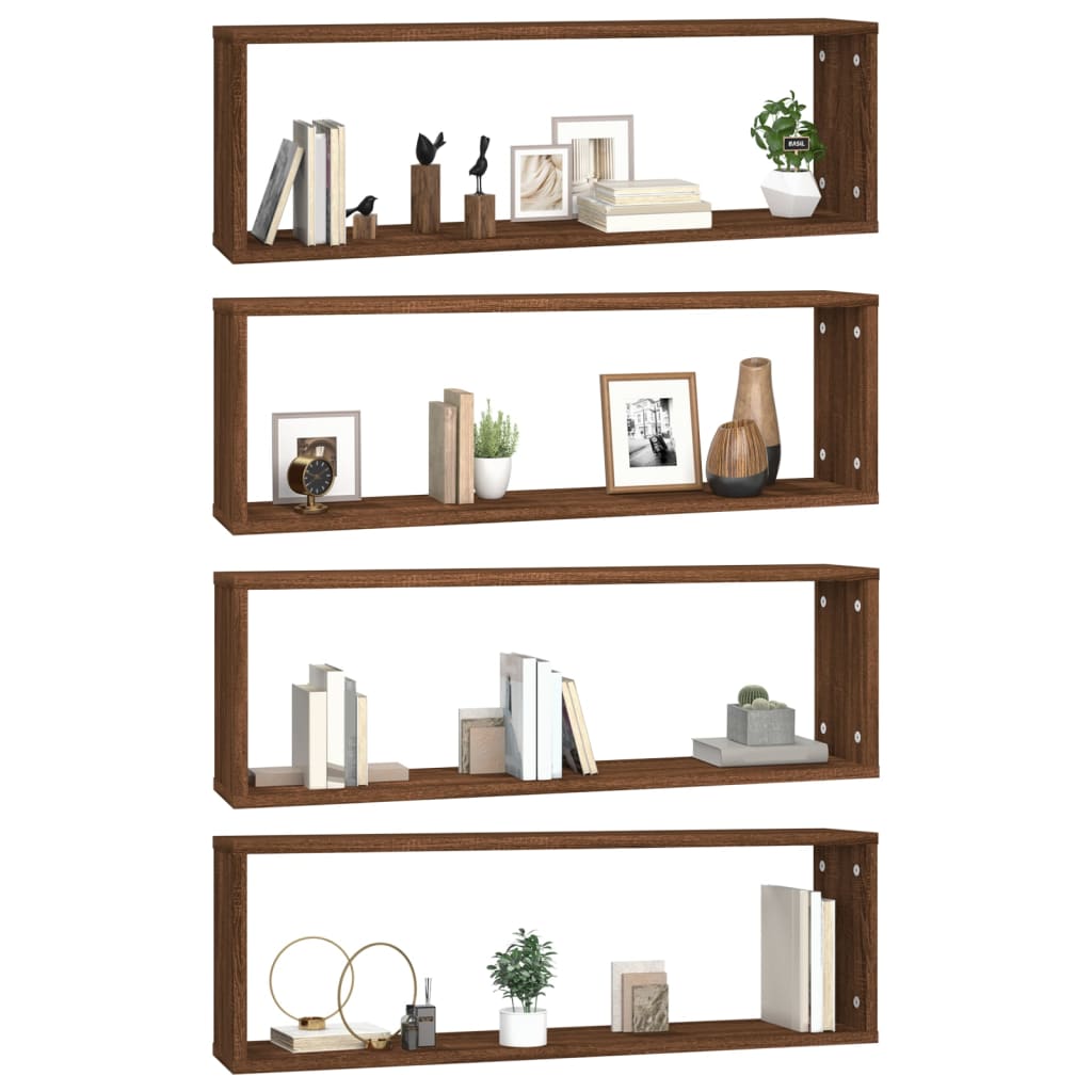 Wandregale 4 Stk. Braun Eichen-Optik 80x15x26,5cm Holzwerkstoff - Pazzar.ch