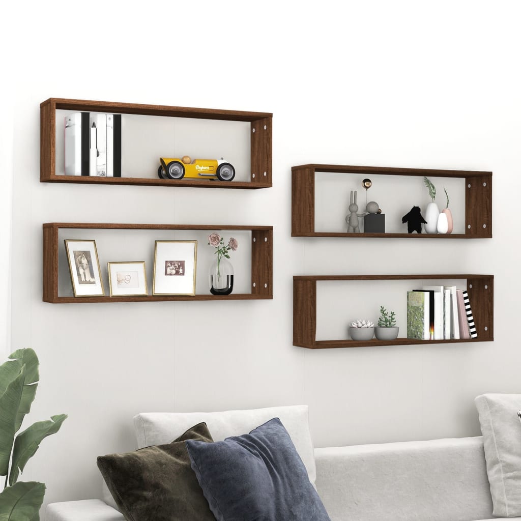 Wandregale 4 Stk. Braun Eichen-Optik 80x15x26,5cm Holzwerkstoff - Pazzar.ch