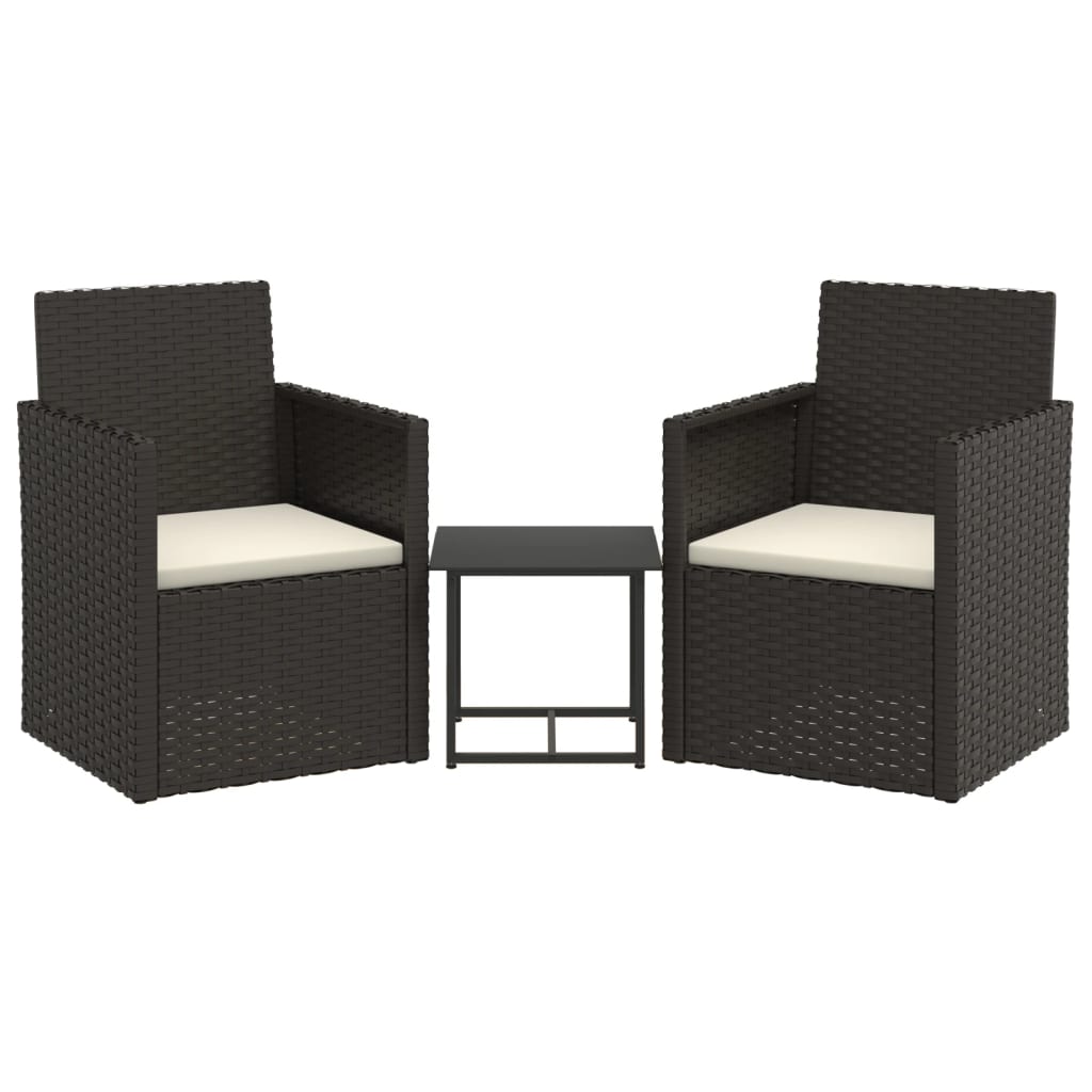 3-tlg. Garten-Sofagarnitur mit Kissen Schwarz Poly Rattan - Pazzar.ch
