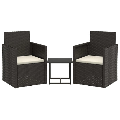 3-tlg. Garten-Sofagarnitur mit Kissen Schwarz Poly Rattan - Pazzar.ch