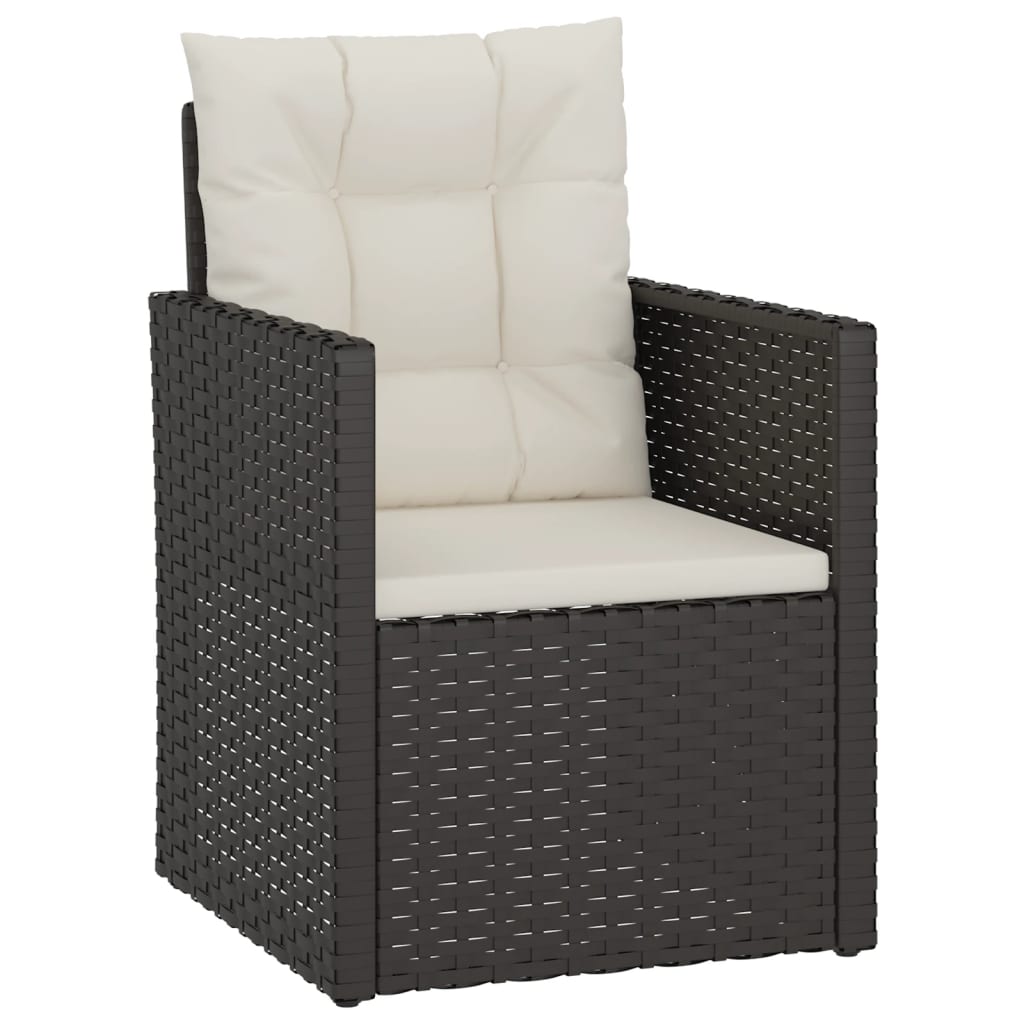 3-tlg. Garten-Lounge-Set mit Kissen Poly Rattan Schwarz - Pazzar.ch