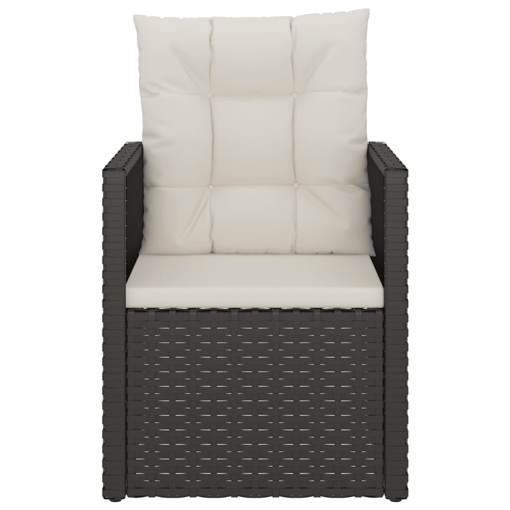 3-tlg. Garten-Lounge-Set mit Kissen Poly Rattan Schwarz