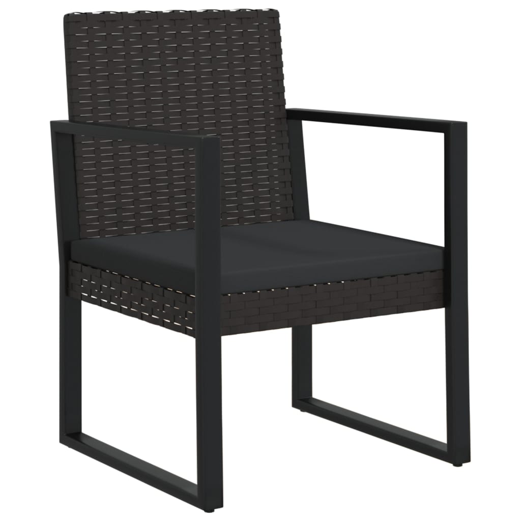 3-tlg. Garten-Lounge-Set mit Kissen Schwarz Poly Rattan - Pazzar.ch