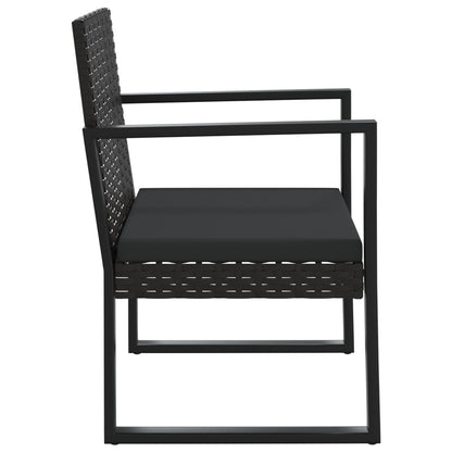 3-tlg. Garten-Lounge-Set mit Kissen Schwarz Poly Rattan - Pazzar.ch