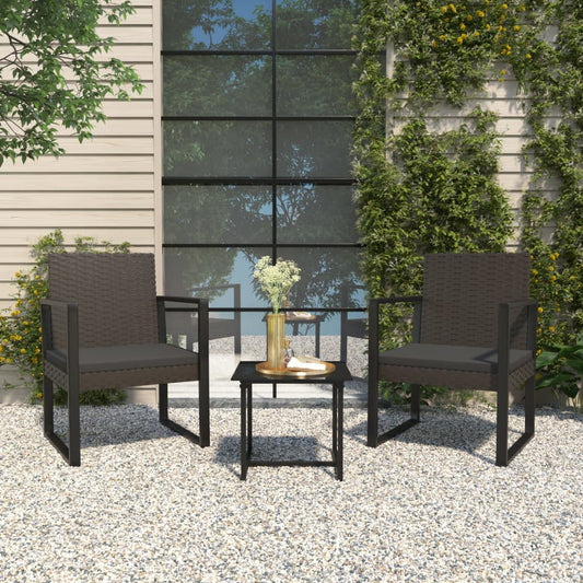 3-tlg. Garten-Lounge-Set mit Kissen Schwarz Poly Rattan - Pazzar.ch
