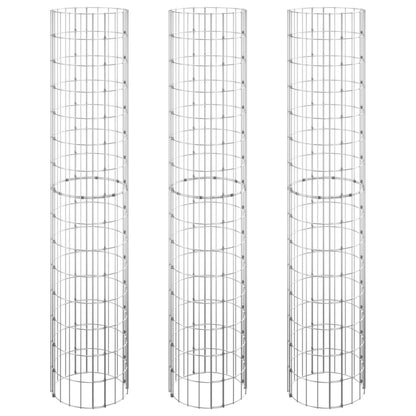 Gabionen-Hochbeete 3 Stk. Rund Verzinkter Stahl Ø30x150 cm - Pazzar.ch
