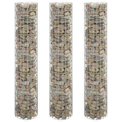 Gabionen-Hochbeete 3 Stk. Rund Verzinkter Stahl Ø30x150 cm - Pazzar.ch
