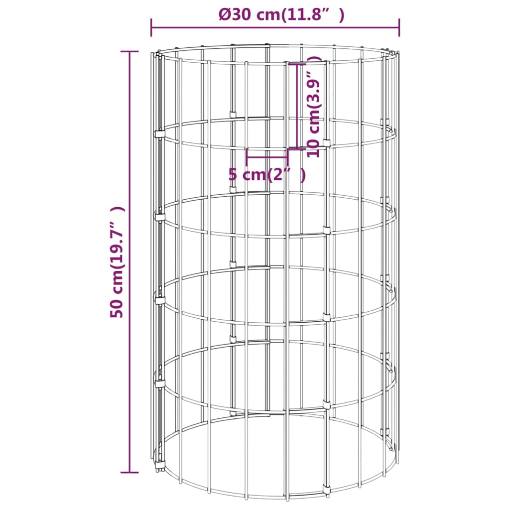 Gabionen-Hochbeete 4 Stk. Rund Ø30x50/100/150/200 cm - Pazzar.ch
