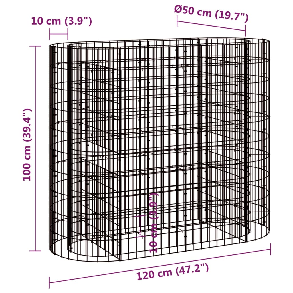 Gabionen-Hochbeet Verzinktes Eisen 120x50x100 cm - Pazzar.ch