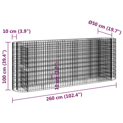 Gabionen-Hochbeet Verzinktes Eisen 260x50x100 cm - Pazzar.ch