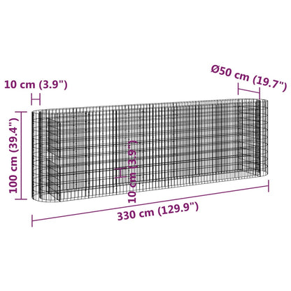 Gabionen-Hochbeet Verzinktes Eisen 330x50x100 cm - Pazzar.ch