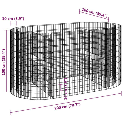 Gabionen-Hochbeet Verzinktes Eisen 200x100x100 cm - Pazzar.ch