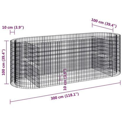 Gabionen-Hochbeet Verzinktes Eisen 300x100x100 cm - Pazzar.ch