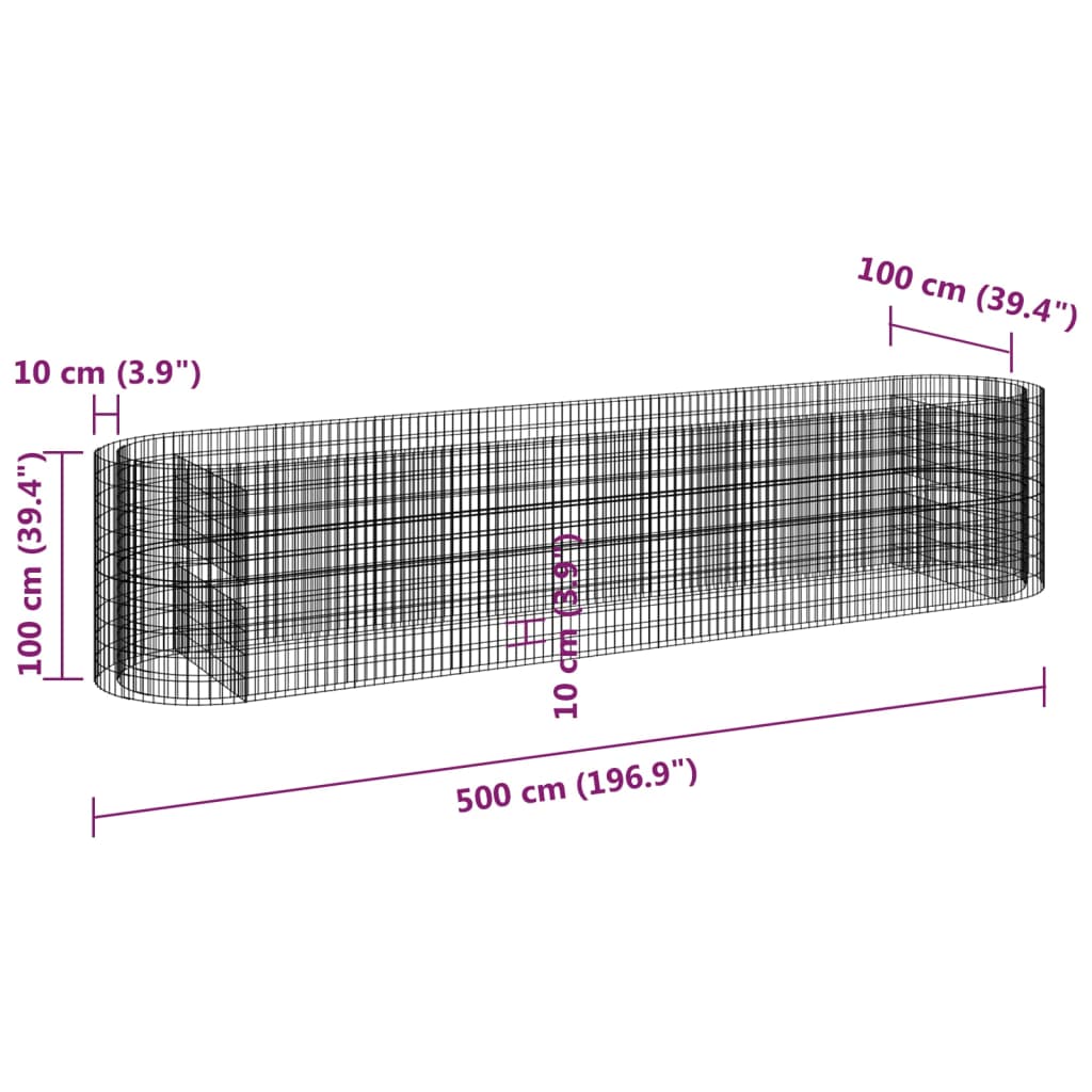 Gabionen-Hochbeet Verzinktes Eisen 500x100x100 cm - Pazzar.ch
