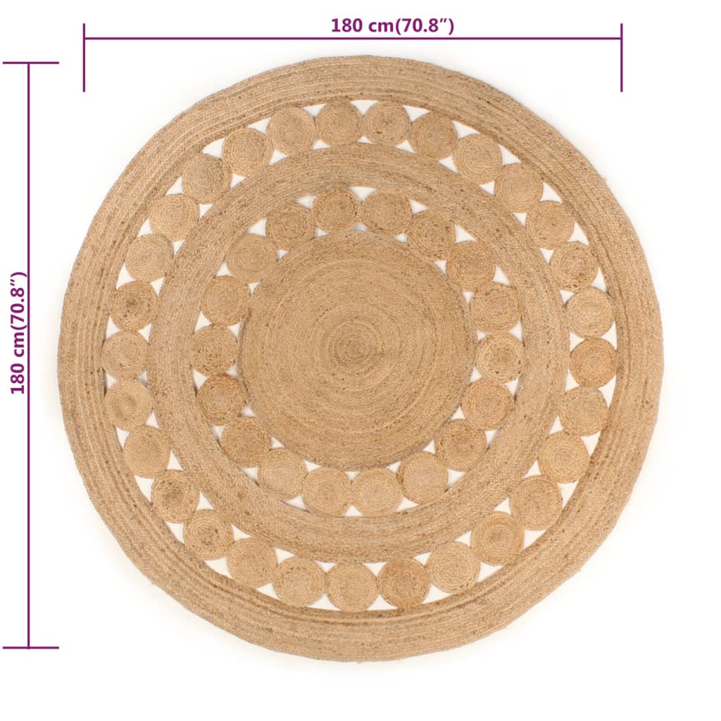 Teppich Geflochten Jute 180 cm Rund - Pazzar.ch