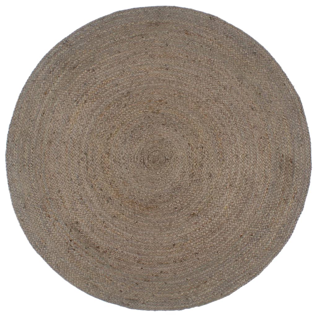 Teppich Handgefertigt Jute Rund 240 cm Grau