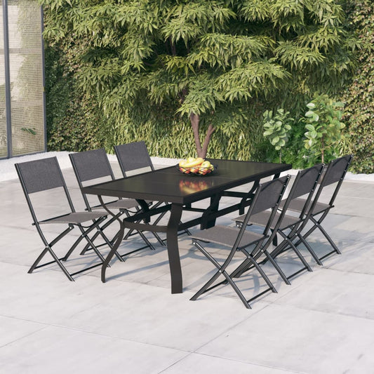 7-tlg. Garten-Essgruppe Grau und Schwarz - Pazzar.ch
