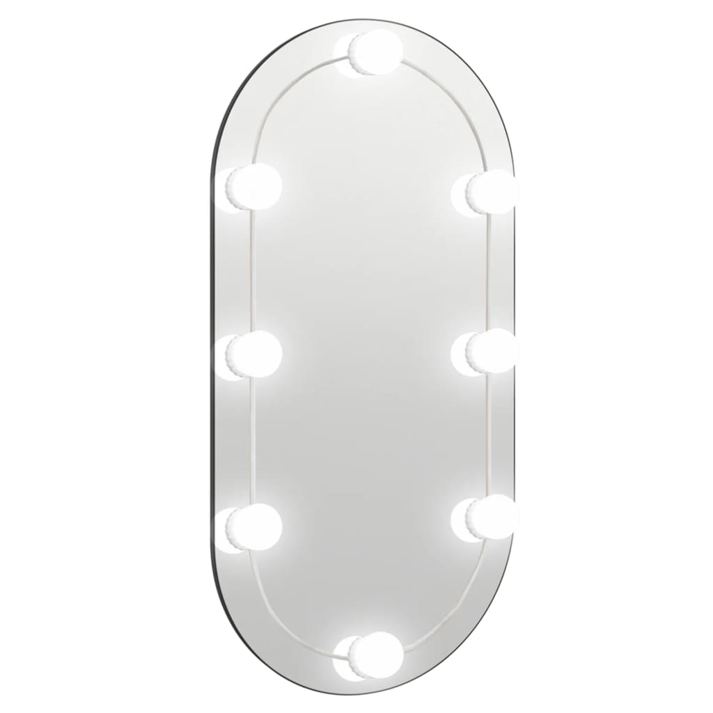 Spiegel mit LED-Leuchten 80x40 cm Glas Oval