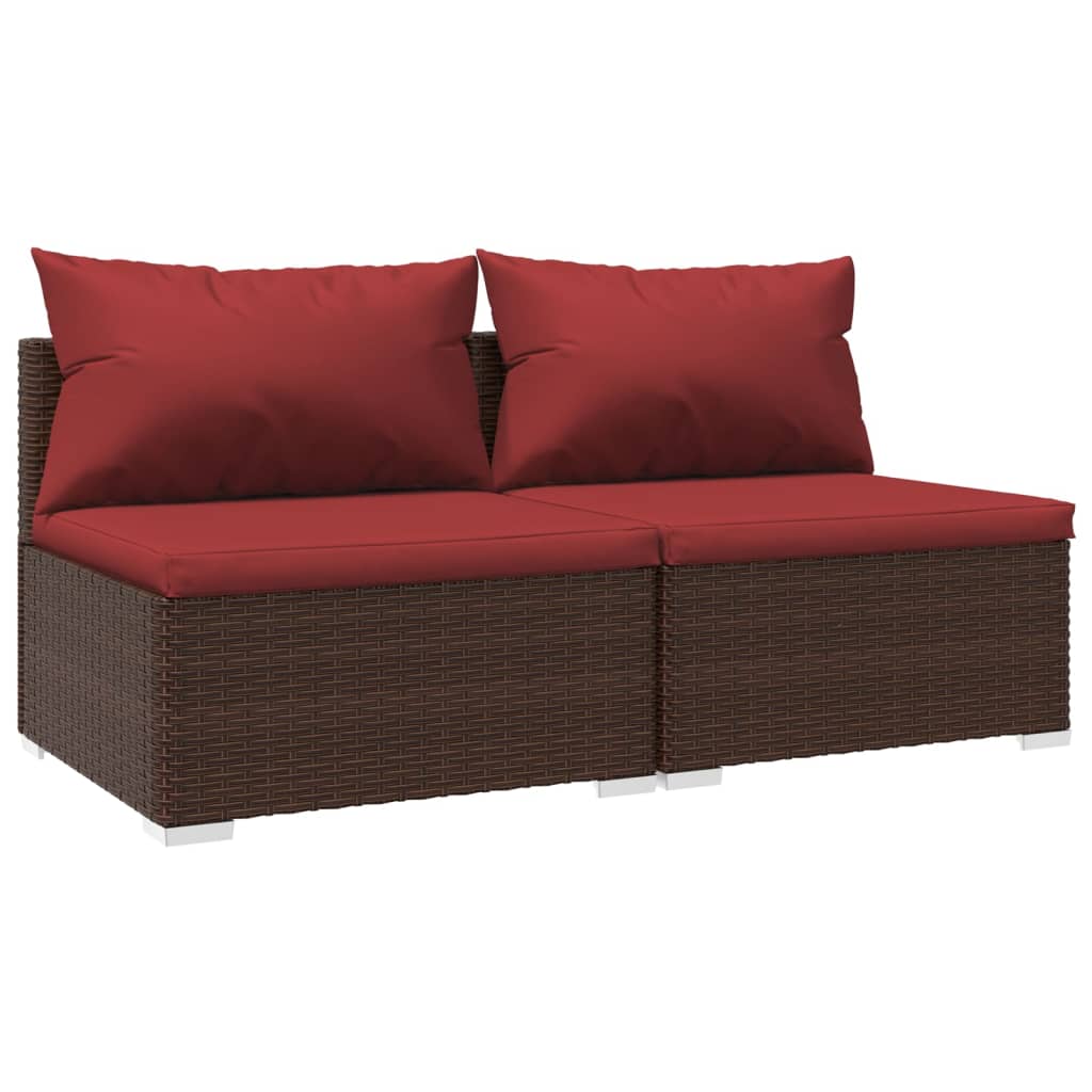 2-tlg. Garten-Lounge-Set mit Kissen Poly Rattan Braun - Pazzar.ch
